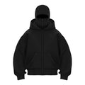 Balaclava Fashion Personality Hoodie Men Soild Color Double Layer Hooded Pullover Sweatshirt Y2k Retro Hip Hop Winter Streetwear