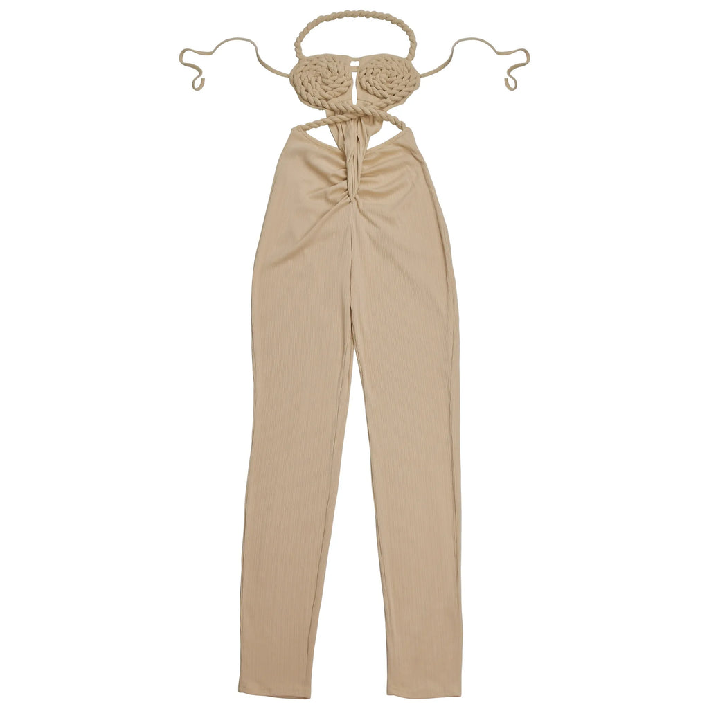 Sexy Bodysuit women's jumpsuits and rompers Rompers Woman Clothes1 Piece Set Playsuit Hang neck backless Female Clothing HXY309