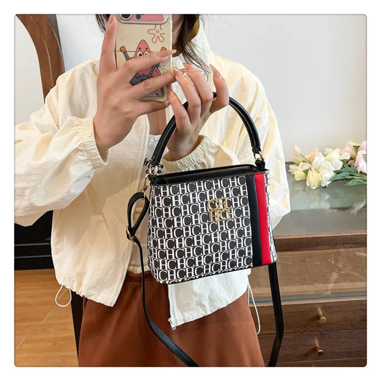 Handheld Bucket Bag For Women Shoulder Crossbody Bag Fashion Large Capacity Trendy Versatile Compartment Underarm Letter Bag