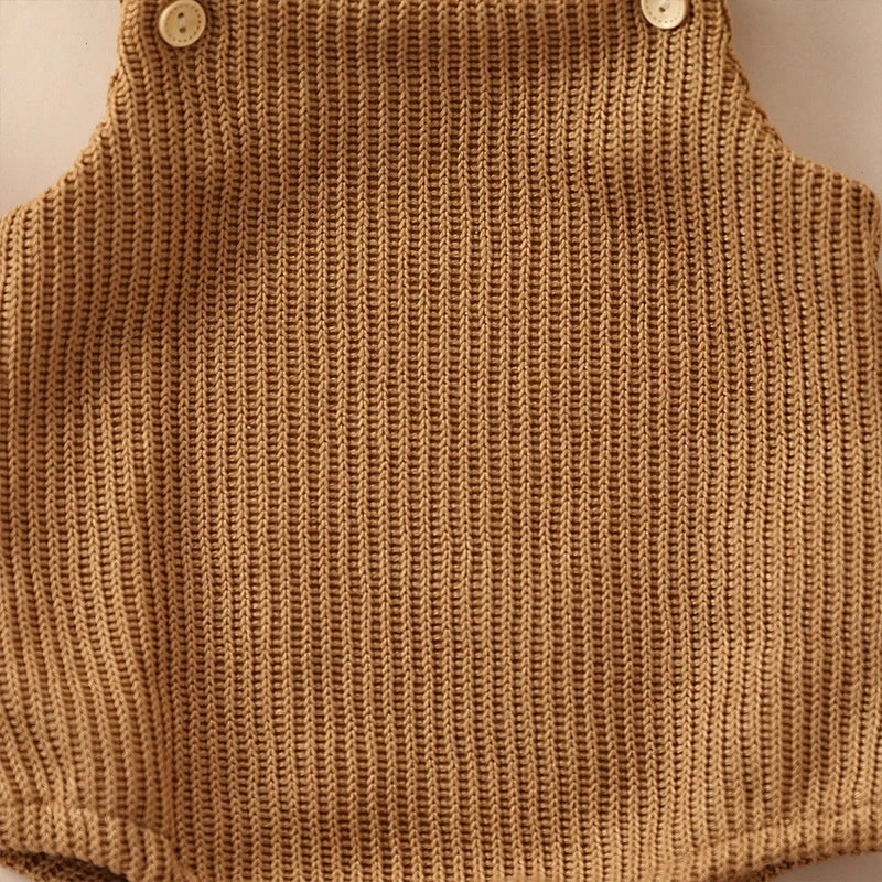 Baby Spring Autumn Clothes Set Knitted Romper Triangle Crotch Button One-Piece Jumpsuit SlingToddler Baby Boys Girls 0-3Y