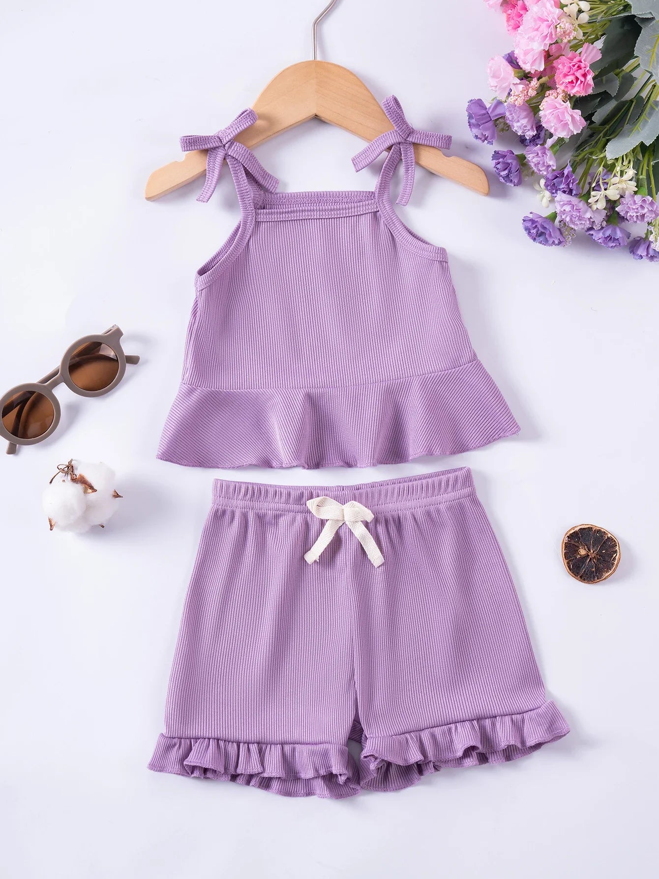 Baby Clothes Sets Toddler Girl Camisole Top + Lace Shorts 2PCS Summer Casual Children Clothes Suits Soft Comfort Clothing