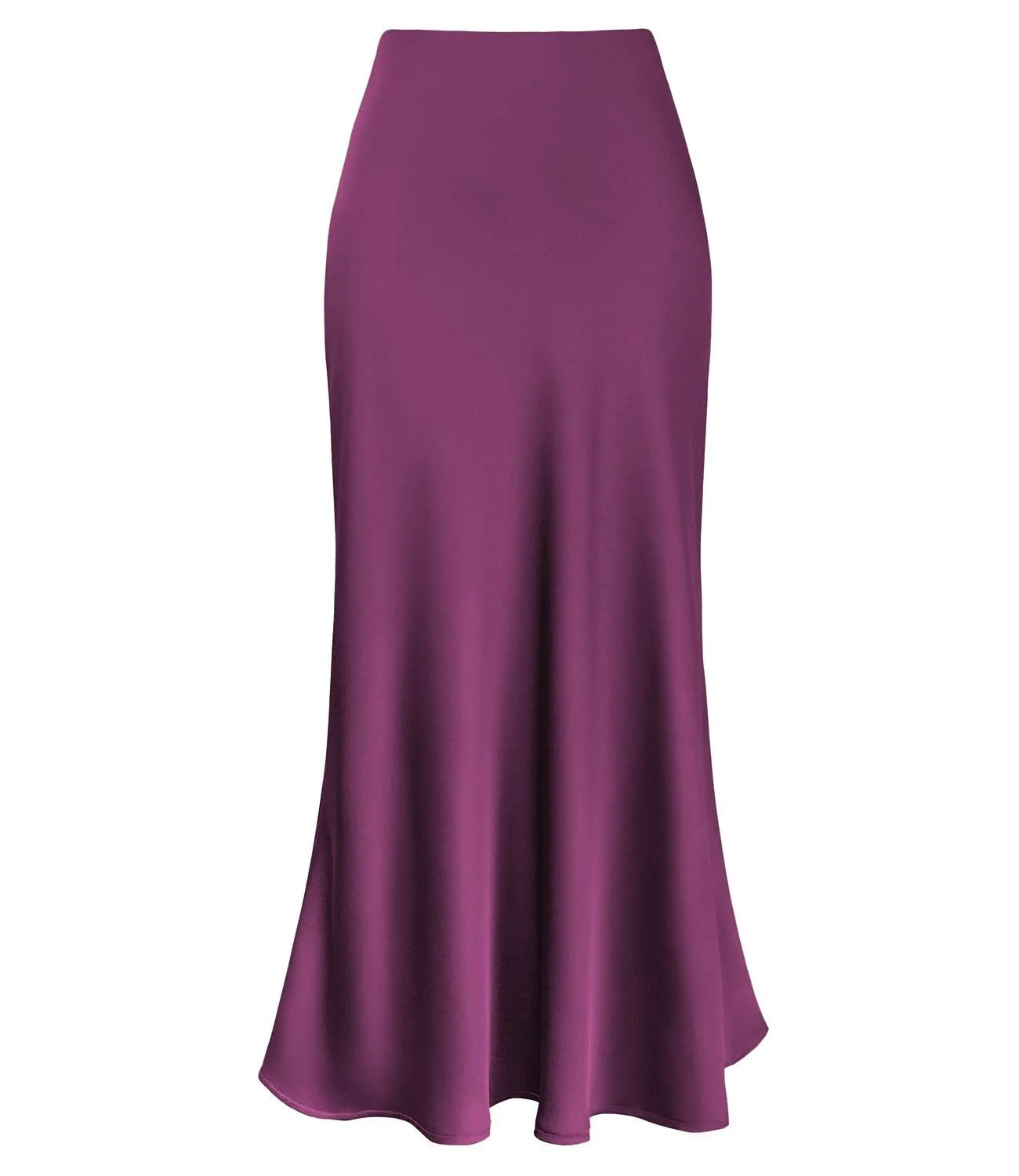 Elegant Faux Silk Satin Skirts for Women High Waist A-line Office Lady  Solid Color Glossy Finish Fishtail Skirt