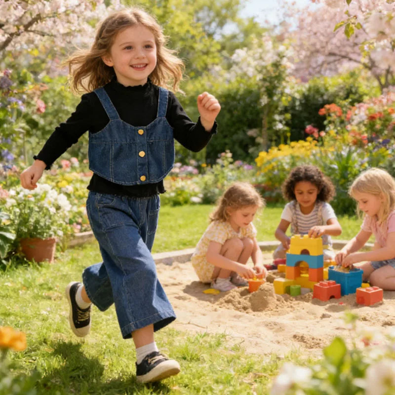 Fashion Denim Casual Baby Girls Outfits Spring Autumn Toddler Children Clothes Vest+Tops+Trousers 3pcs Sets Clothes Sets