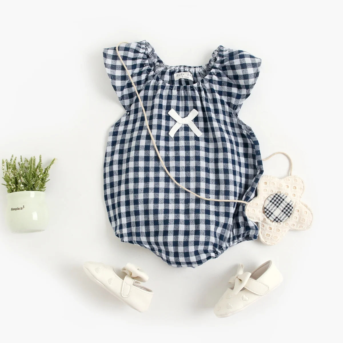 Newborn Fashion Clothes Plaid Baby Girl Summer Bodysuit Cute Infants Girls Clothing