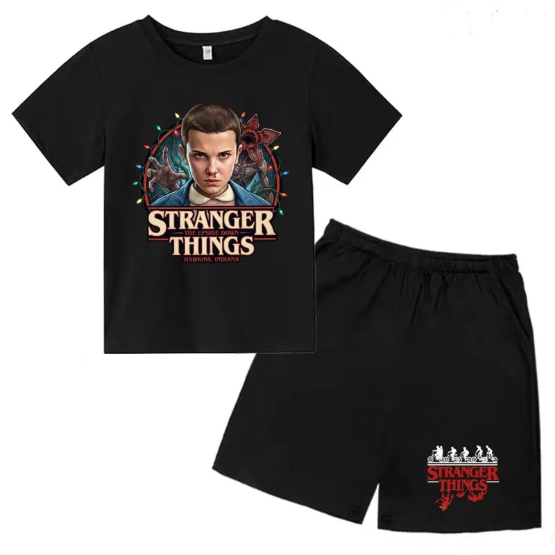 Cool Summer Kids Hot Sale New Science Fiction Movie T-shirt Top Short sleeve+Shorts Boys Girls 3-12Years Casual Sports Trend Set