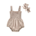 Newborn Baby Girl Romper Sleeveless Ruched Bodysuit Jumpsuit with Headband Infant Summer Baby Girls Clothes Outfits
