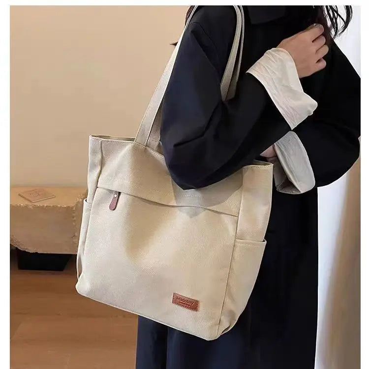 Handbags Woman,2026 New,Canvas Bag, Large Capacity Students go to school,Versatile Casual Simple One Shoulder Commuting Tote Bag