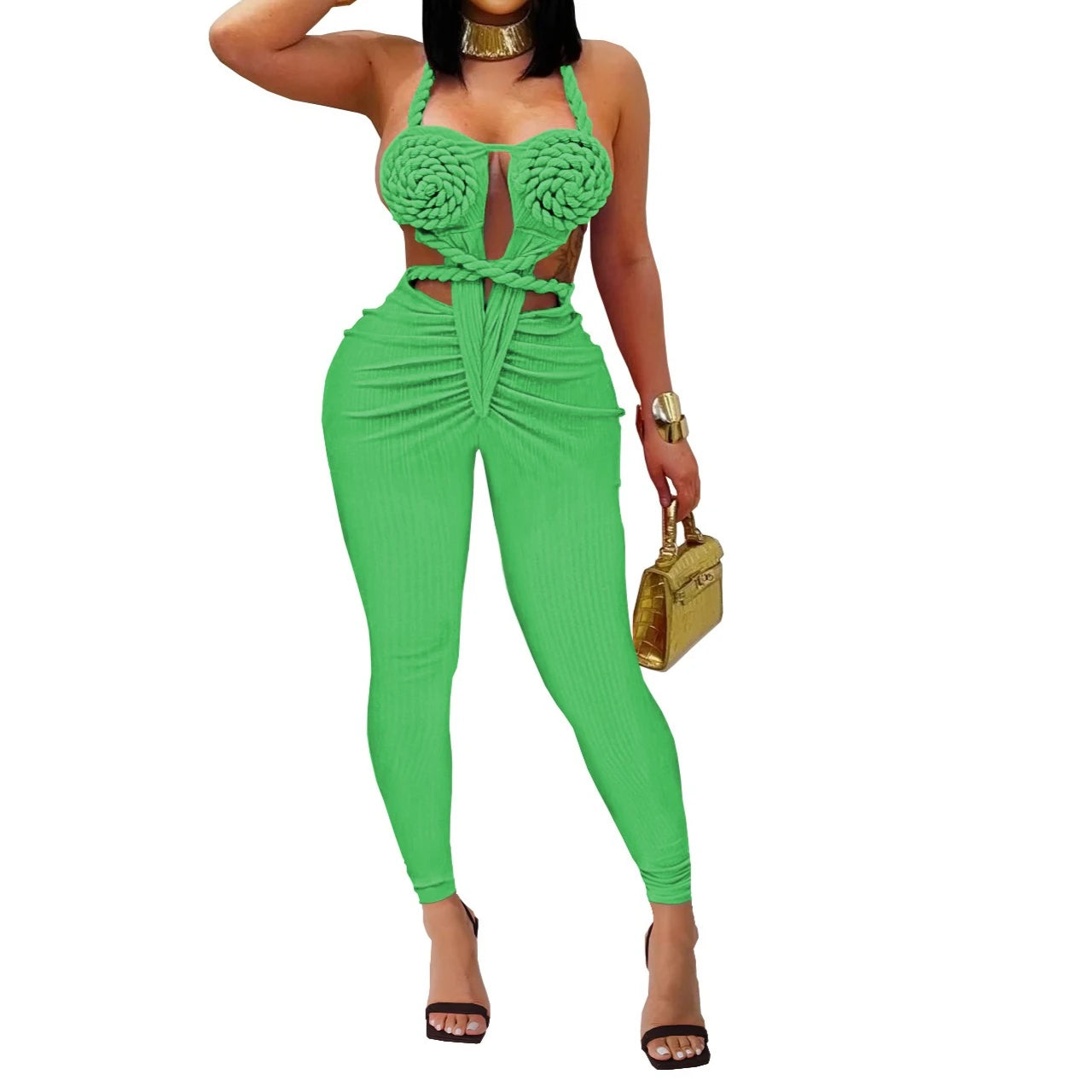 Sexy Bodysuit women's jumpsuits and rompers Rompers Woman Clothes1 Piece Set Playsuit Hang neck backless Female Clothing HXY309