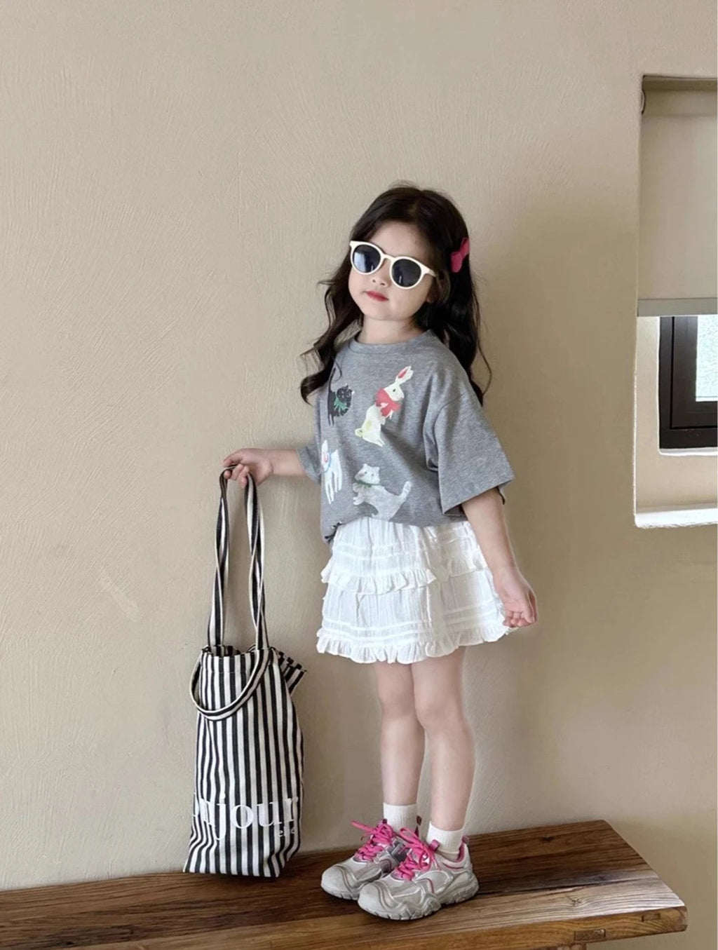 Girls Kids Summer T-Shirt 2026 New Cute Cartoon Print Short Sleeve Tee Casual Loose Fit 100% Cotton Top for Hot Weather