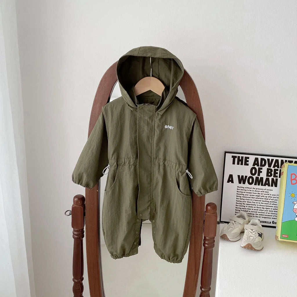 8990 Baby One-piece Clothes Spring New Baby Hooded Frock Boy's Clothes Casual 0-3Year Baby Climbing Clothes