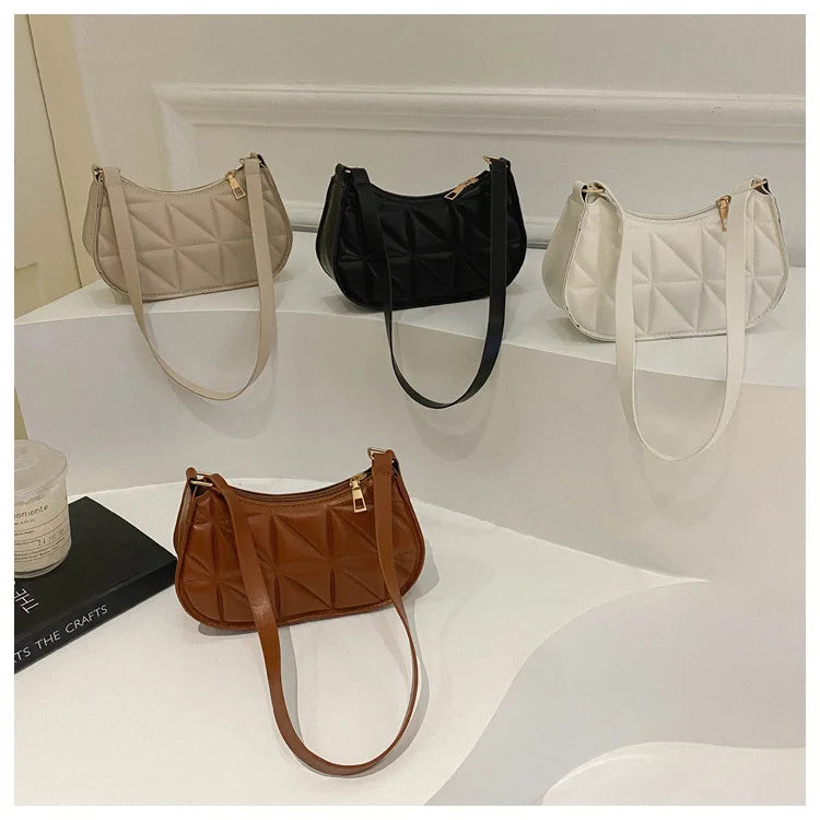 Black PU Leather Shoulder Bag Retro Solid Color Casual Female Hobos Handbags Women's Fashion Handbags Shopper Clutch Purse