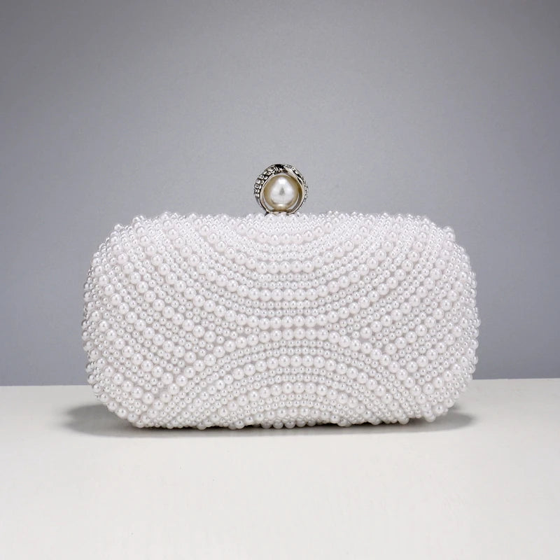 Beading Women Evening Bags Vintage Small Chain Shoulder Handbags Pearl Diamonds Metal Ladies Clutch Handbags