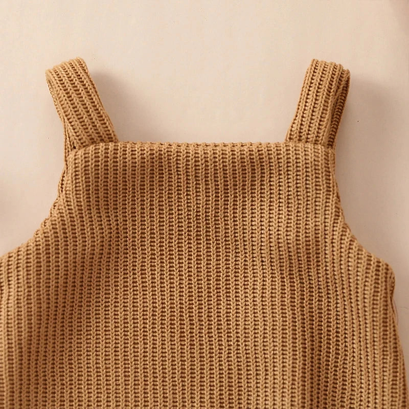 Baby Spring Autumn Clothes Set Knitted Romper Triangle Crotch Button One-Piece Jumpsuit SlingToddler Baby Boys Girls 0-3Y