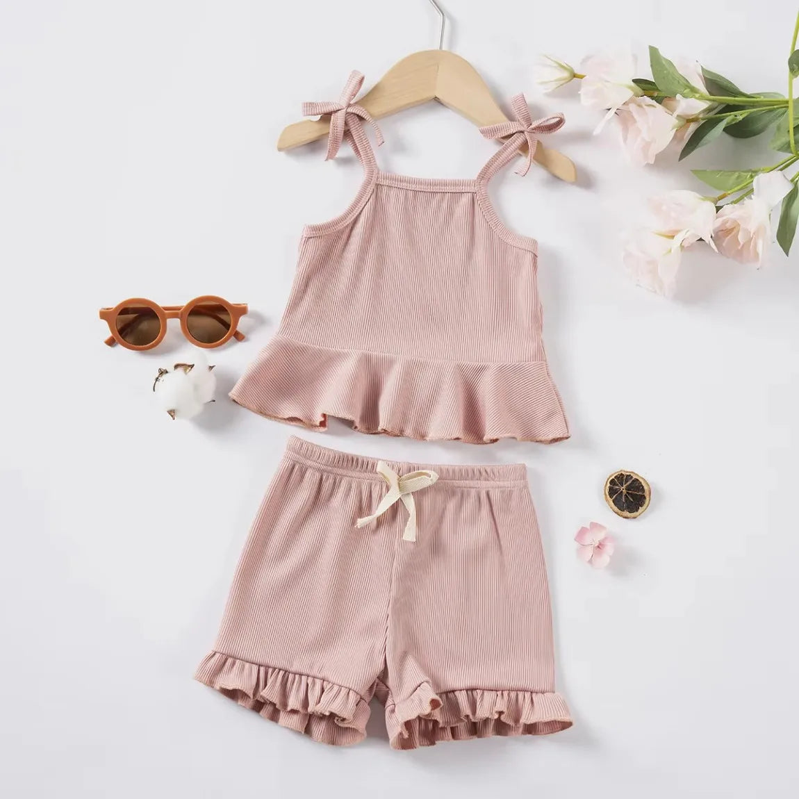 Baby Clothes Sets Toddler Girl Camisole Top + Lace Shorts 2PCS Summer Casual Children Clothes Suits Soft Comfort Clothing