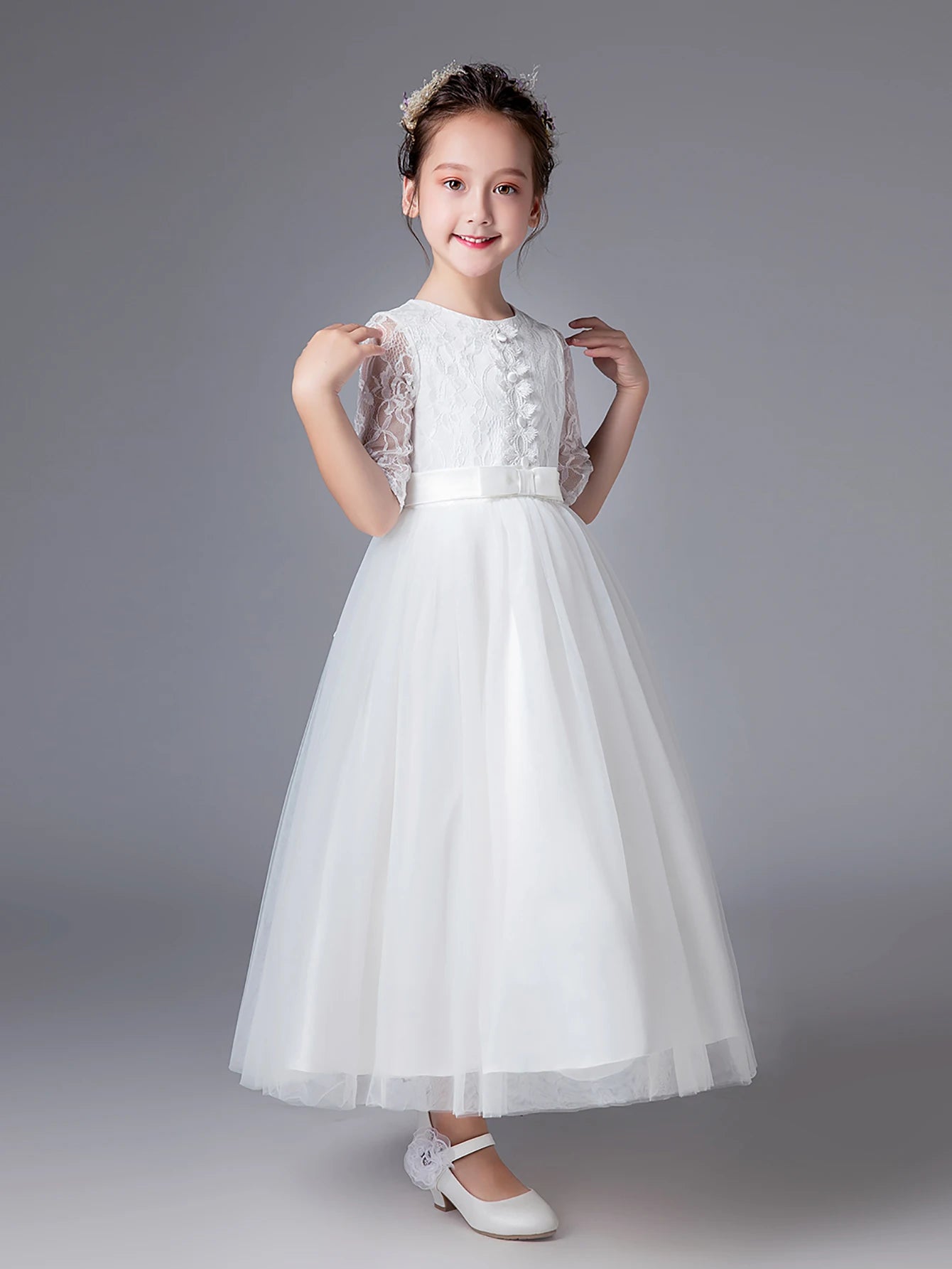 Tween Girl Summer Clothing Flower Girl Princess Dress White Ball Gown for 7 Year Old Girls Party Dresses