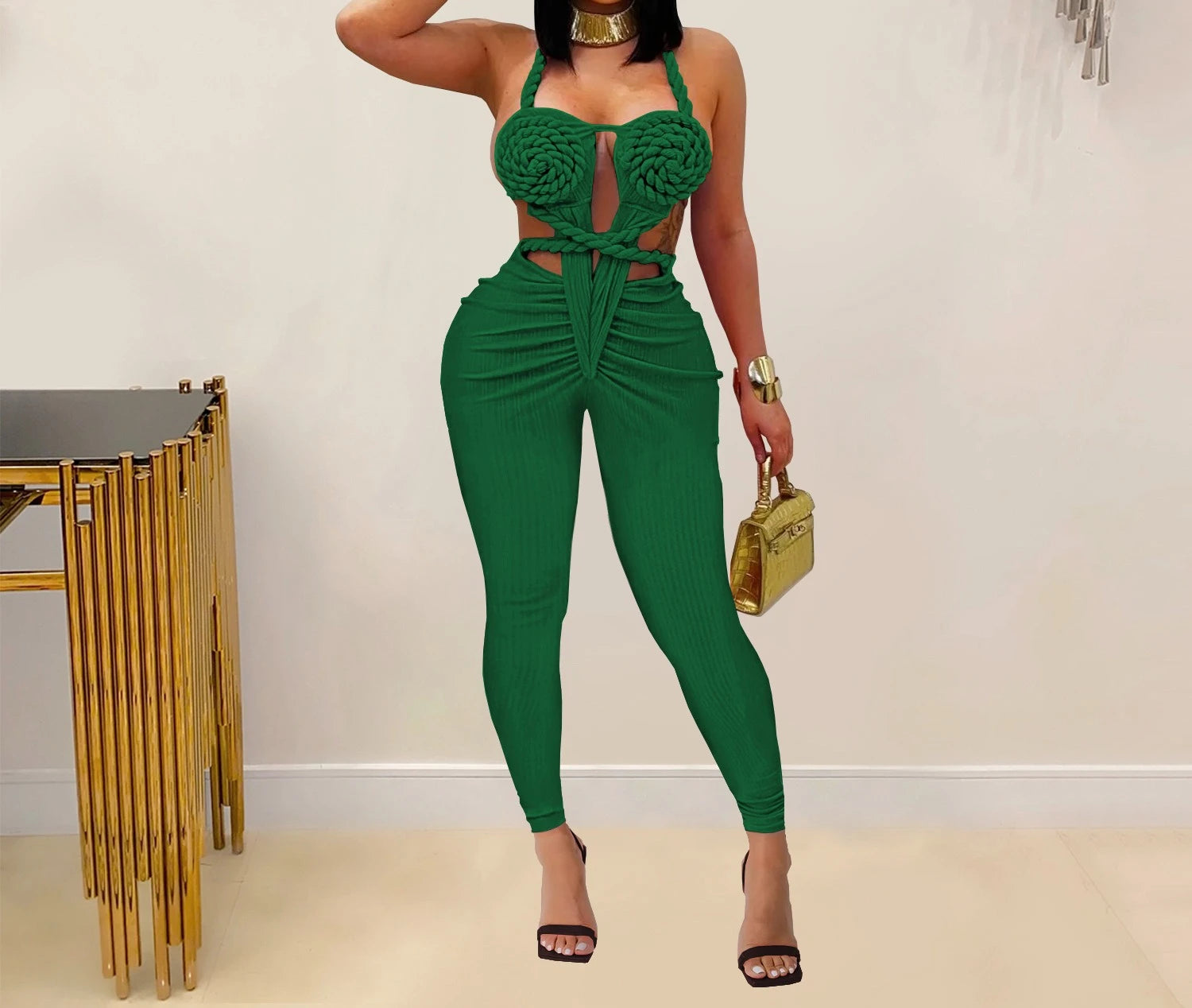 Sexy Bodysuit women's jumpsuits and rompers Rompers Woman Clothes1 Piece Set Playsuit Hang neck backless Female Clothing HXY309