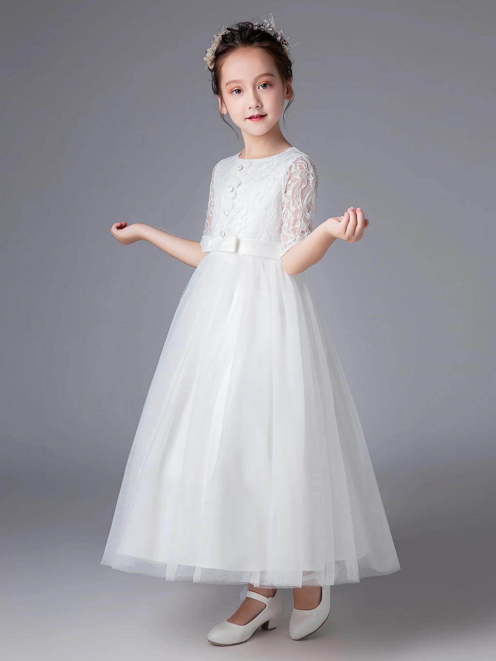 Tween Girl Summer Clothing Flower Girl Princess Dress White Ball Gown for 7 Year Old Girls Party Dresses