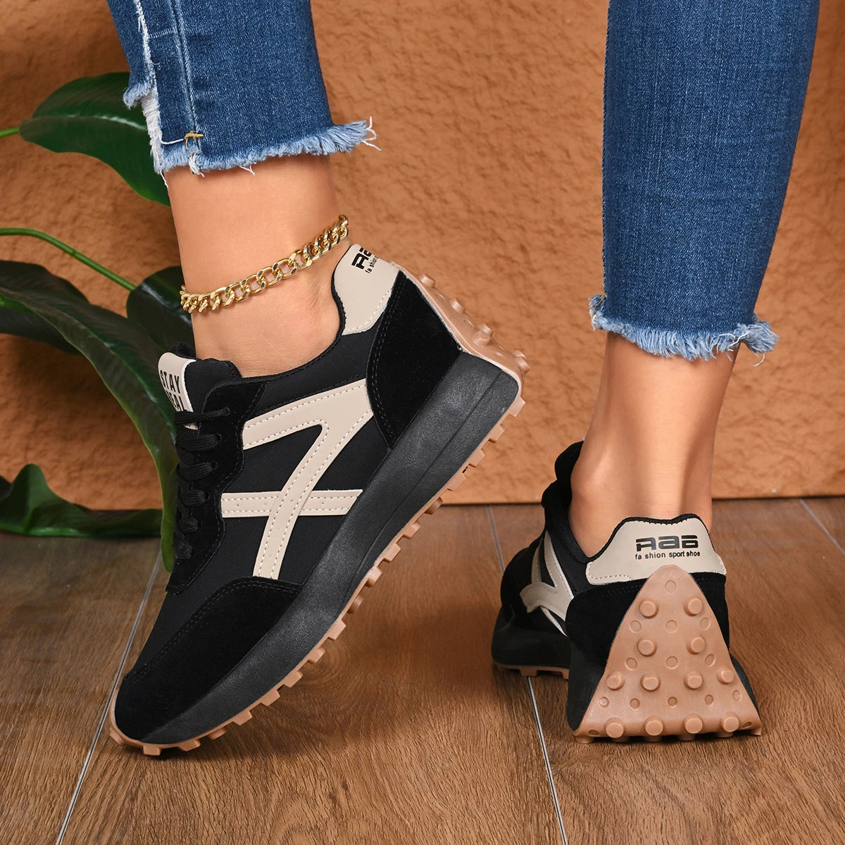 2026 New Designer Women's Sneakers — Spring Casual Lace-up Footwear: Luxury, Thick-Soled, Non-Slip, Plus-Size Vulcanized Shoes