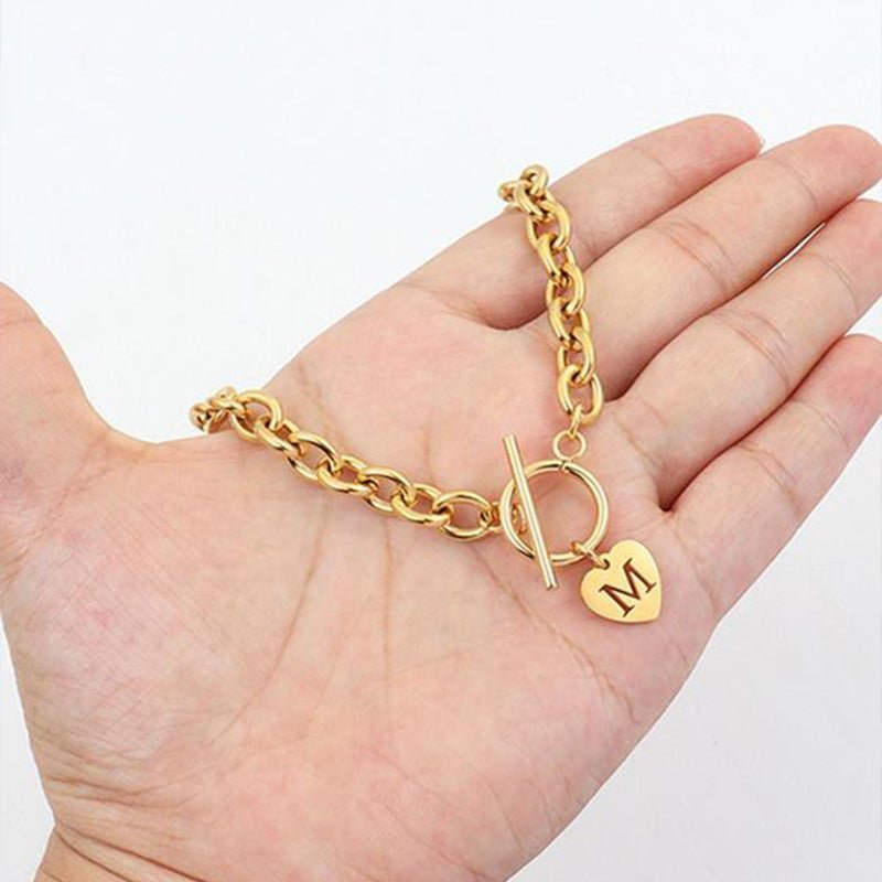A–Z Initial Alphabet Letter Necklace with Heart Pendant - Vintress Fashion