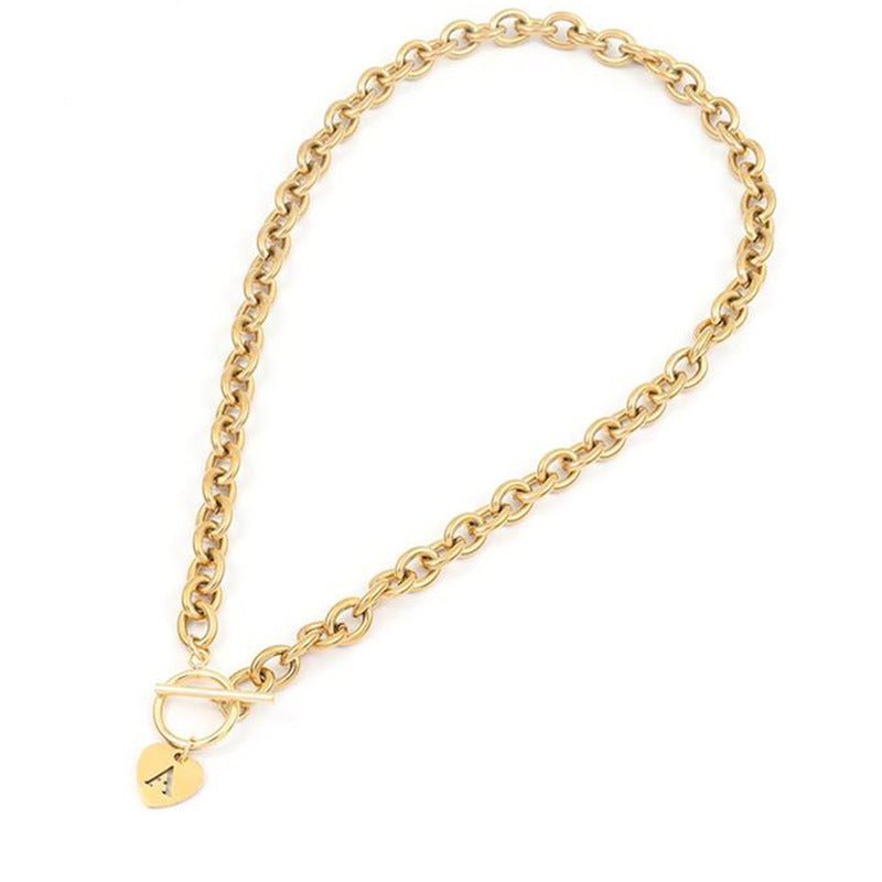 A–Z Initial Alphabet Letter Necklace with Heart Pendant - Vintress Fashion