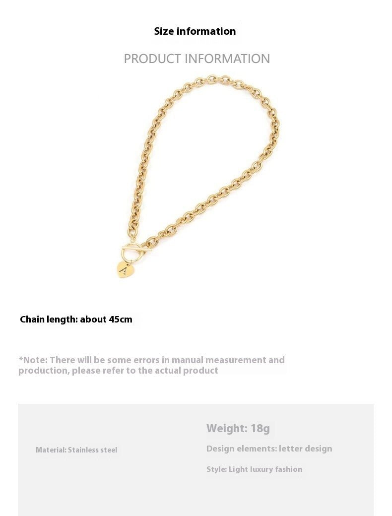A–Z Initial Alphabet Letter Necklace with Heart Pendant - Vintress Fashion