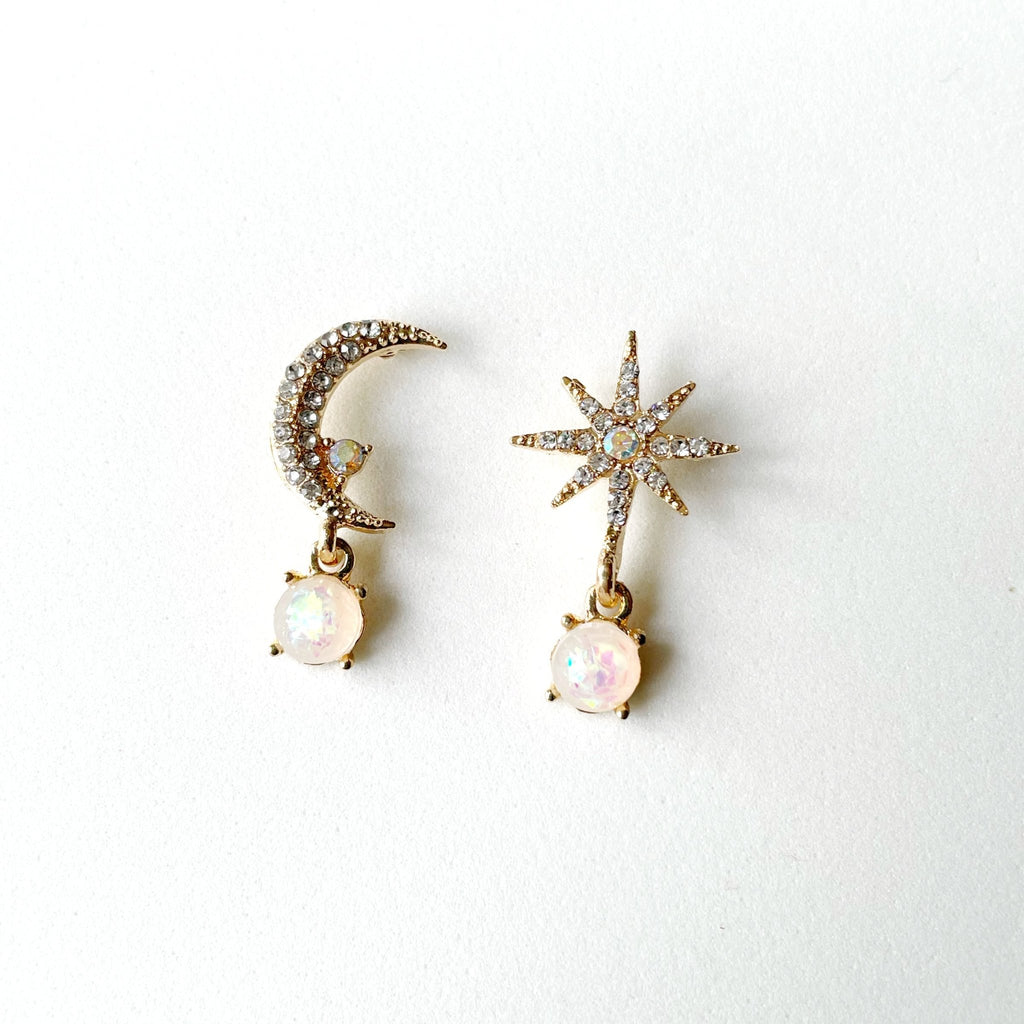 Andromeda Moon and Star Mismatch Earrings - Vintress Fashion