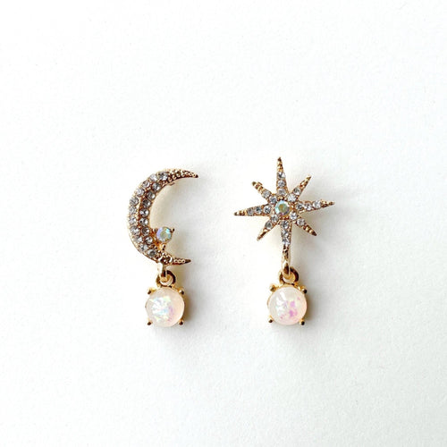 Andromeda Moon and Star Mismatch Earrings - Vintress Fashion