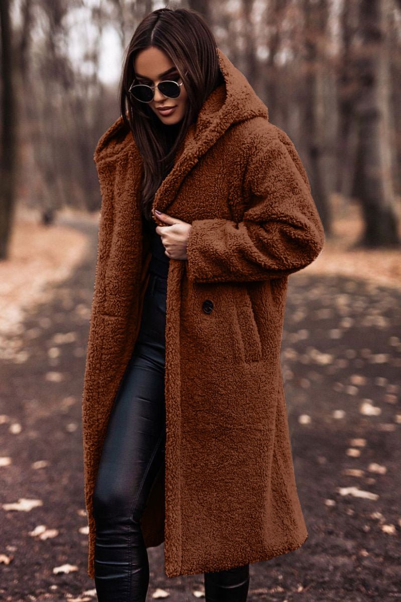 Autumn Winter Fashion Elegant Long Coat Woman Plush Warm Faux Fleece Coat  - Vintress Fashion