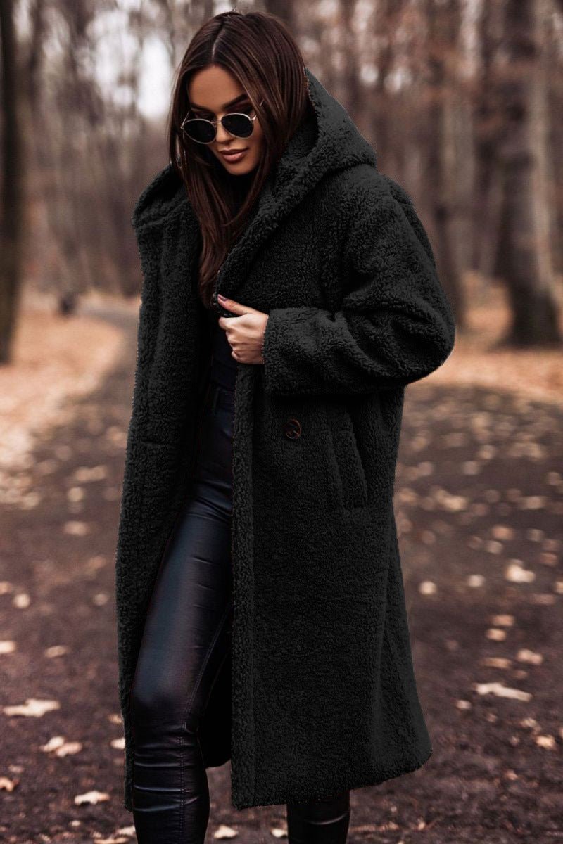 Autumn Winter Fashion Elegant Long Coat Woman Plush Warm Faux Fleece Coat s - Vintress Fashion