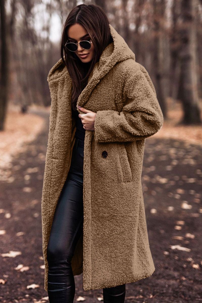 Autumn Winter Fashion Elegant Long Coat Woman Plush Warm Faux Fleece Coat - Vintress Fashion