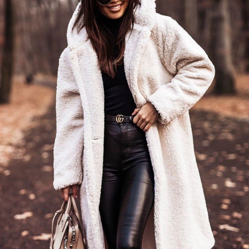 Autumn Winter Fashion Elegant Long Coat Woman Plush Warm Faux Fleece Coat Women - Vintress Fashion