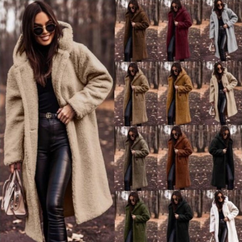 Autumn Winter Fashion Elegant Long Coat Woman Plush Warm Faux Fleece Coat Women  - Vintress Fashion