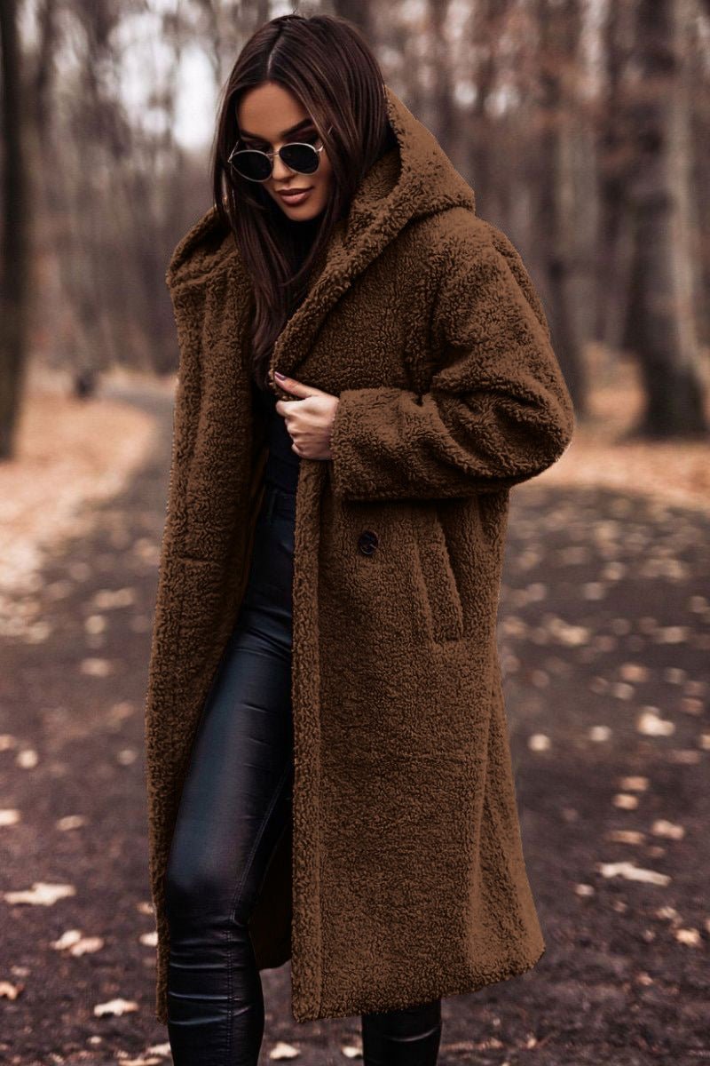 Autumn Winter Fashion Elegant Long Coat Woman Plush Warm Faux Fleece Coat  - Vintress Fashion