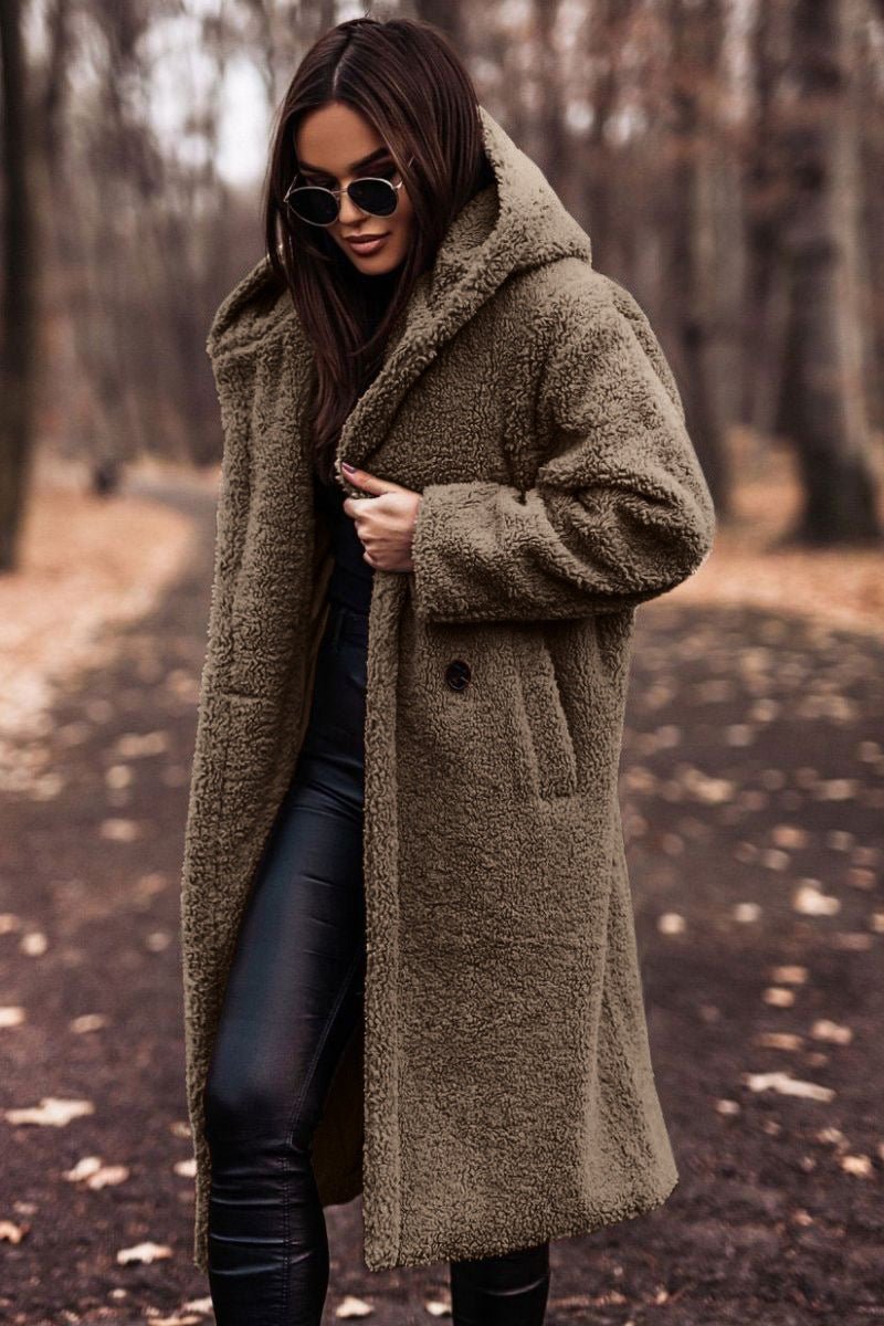 Autumn Winter Fashion Elegant Long Coat Woman Plush Warm Faux Fleece Coat - Vintress Fashion
