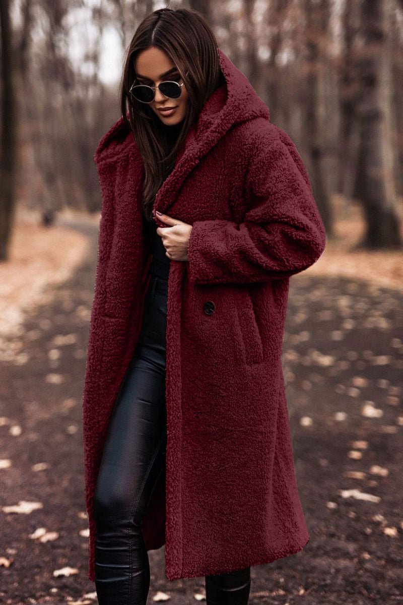 Autumn Winter Fashion Elegant Long Coat Woman Plush Warm Faux Fleece Coat  - Vintress Fashion