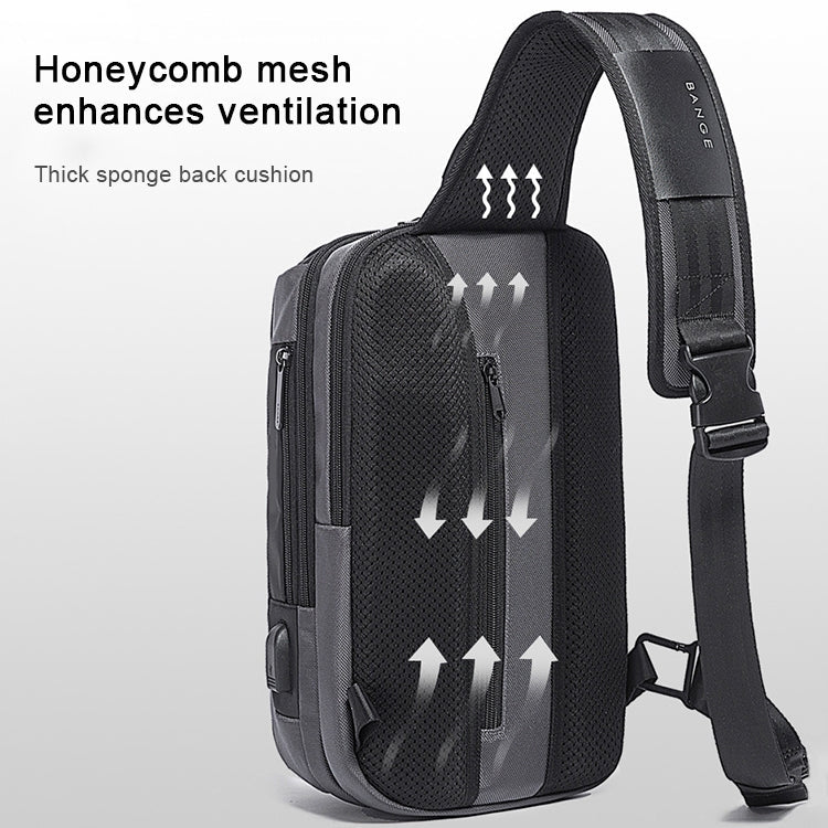 BANGE Men Security USB Chest Bag Portable Outdoor Shoulder Bag, Outdoor Shoulder Bag - Vintress Fashion