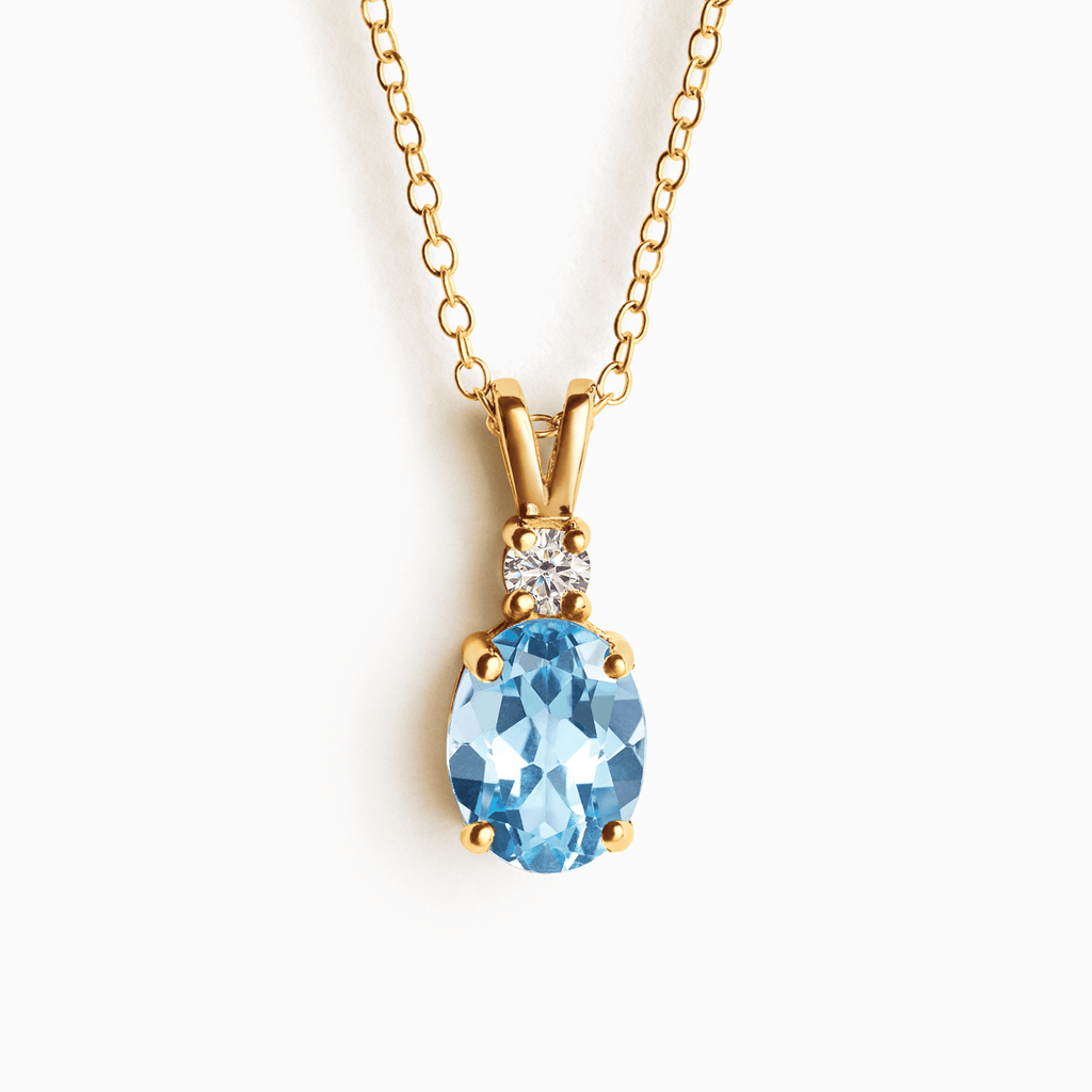 Blue Topaz Pendant Necklace in 18k Gold Vermeil - Vintress Fashion