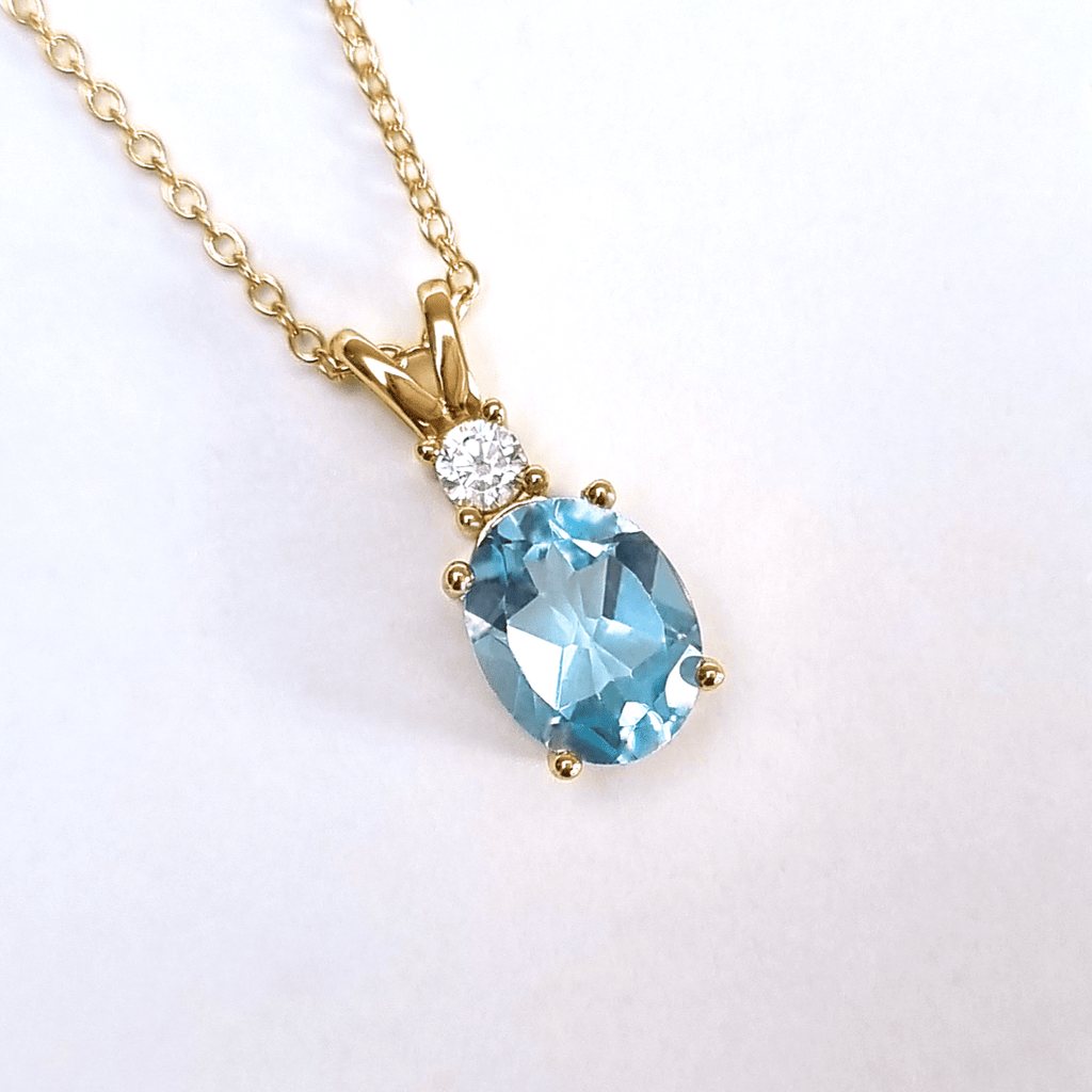 Blue Topaz Pendant Necklace in 18k Gold Vermeil - Vintress Fashion