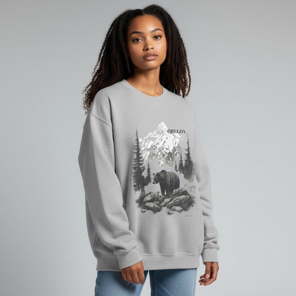 Brag Vintage Oregon Bear Sweatshirt Grey - Vintress Fashion