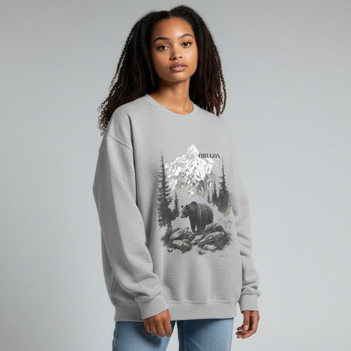 Brag Vintage Oregon Bear Sweatshirt Grey - Vintress Fashion