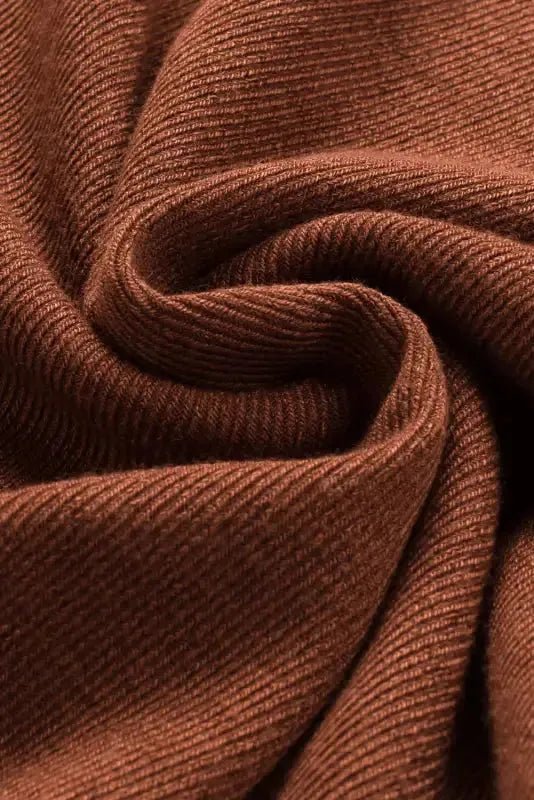 Brown Ribbed Peekaboo Cutout Long Sleeve Top - Vintress Fashion