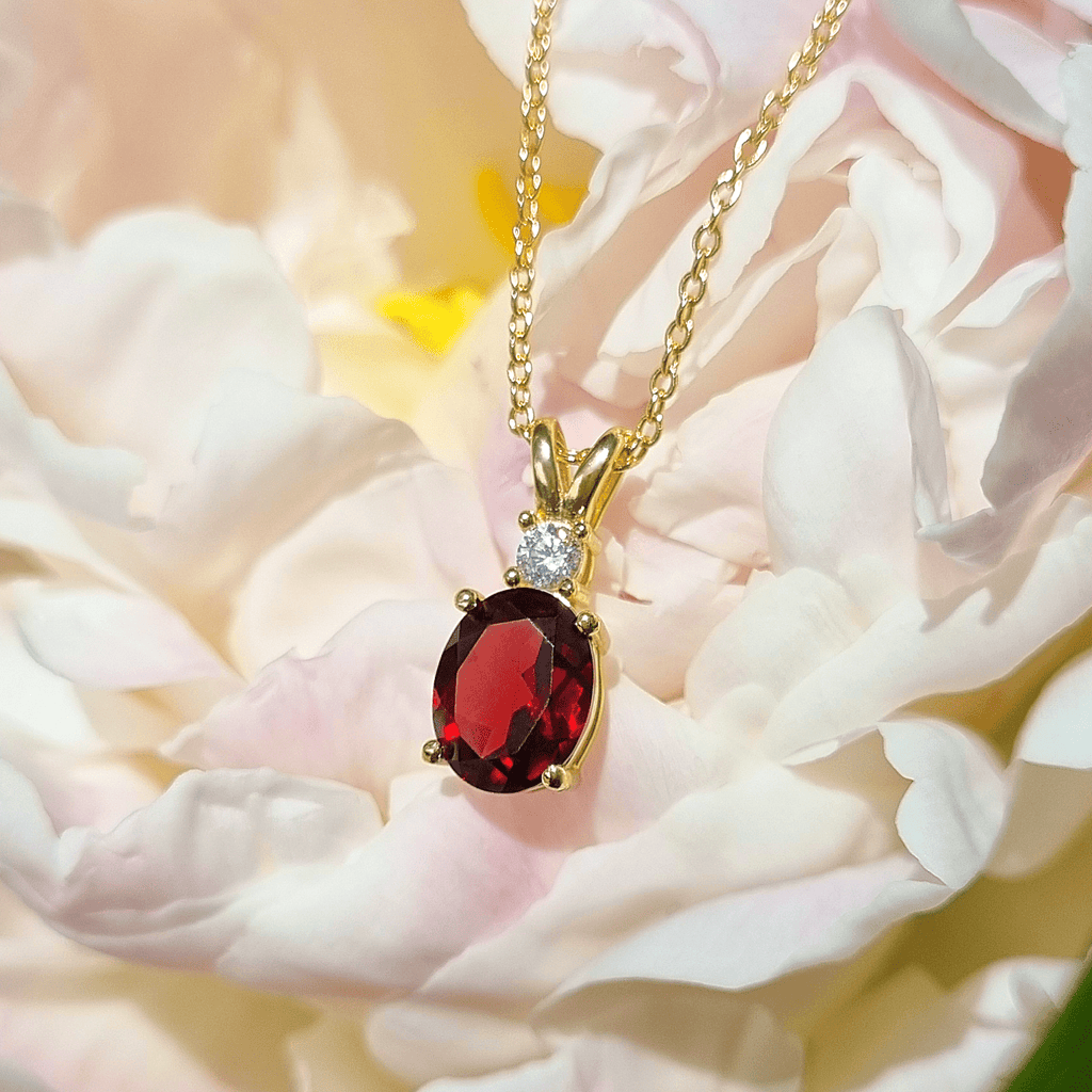 Complete Set - Garnet Jewellery Set in 18k Gold Vermeil - Vintress Fashion