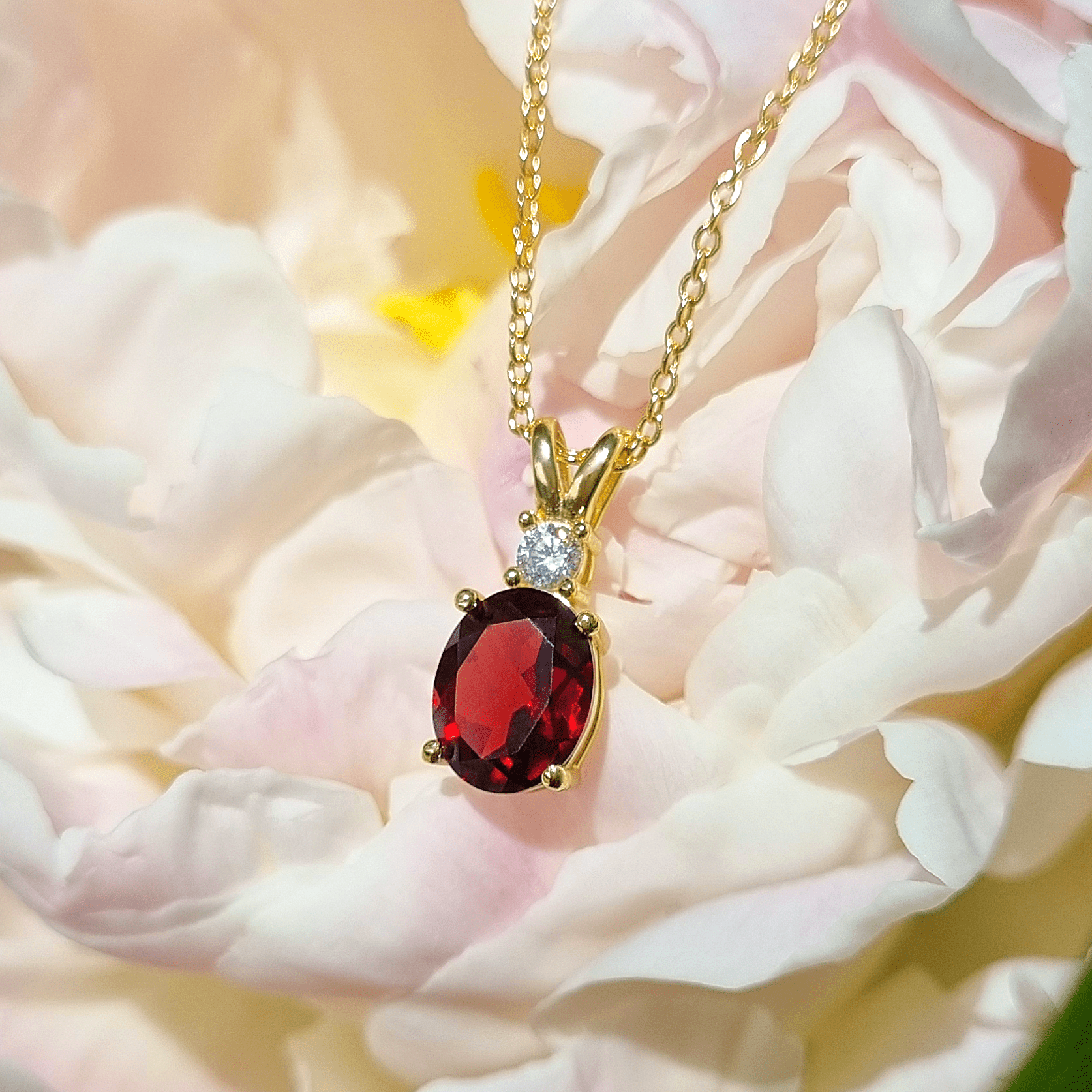 Complete Set - Garnet Jewellery Set in 18k Gold Vermeil - Vintress Fashion