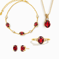 Complete Set - Garnet Jewellery Set in 18k Gold Vermeil - Vintress Fashion