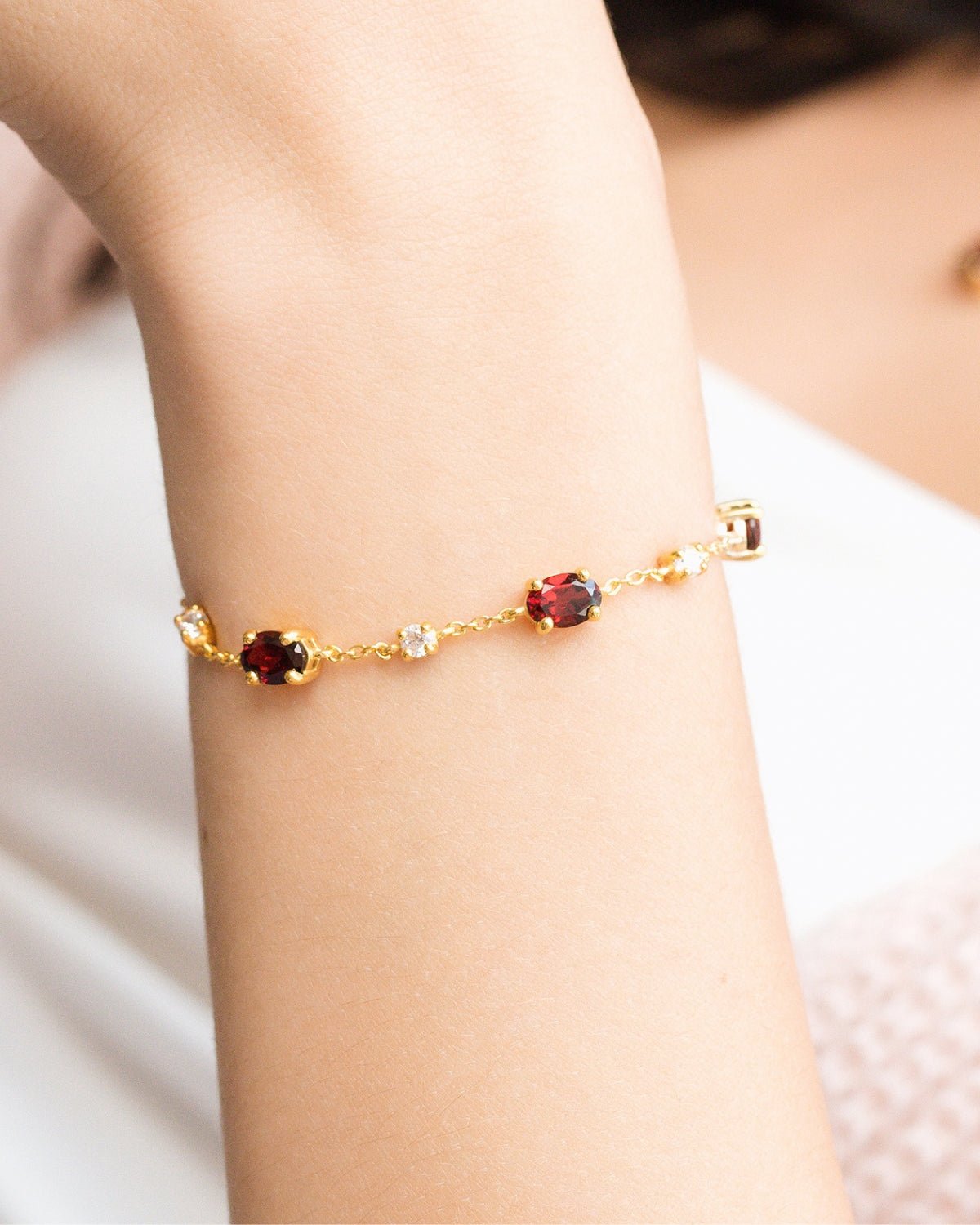 Complete Set - Garnet Jewellery Set in 18k Gold Vermeil - Vintress Fashion