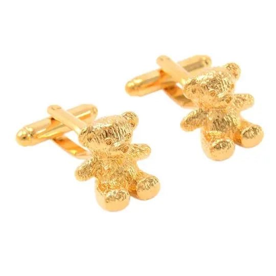 Cute Teddy Bear Cufflinks Gold - Vintress Fashion