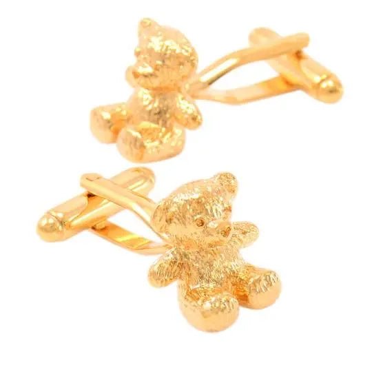 Cute Teddy Bear Cufflinks Gold - Vintress Fashion