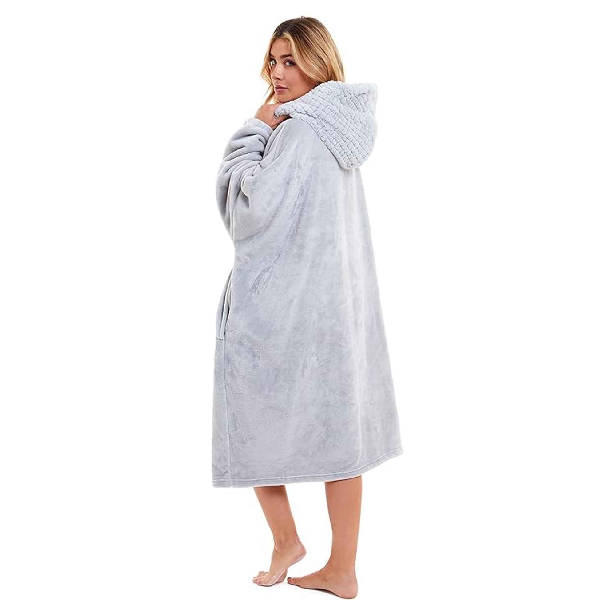 Daisy Dreamer Women's Plush Hooded Poncho Blanket Oversized Fleece Hoodie With Fur Hood - Vintress Fashion