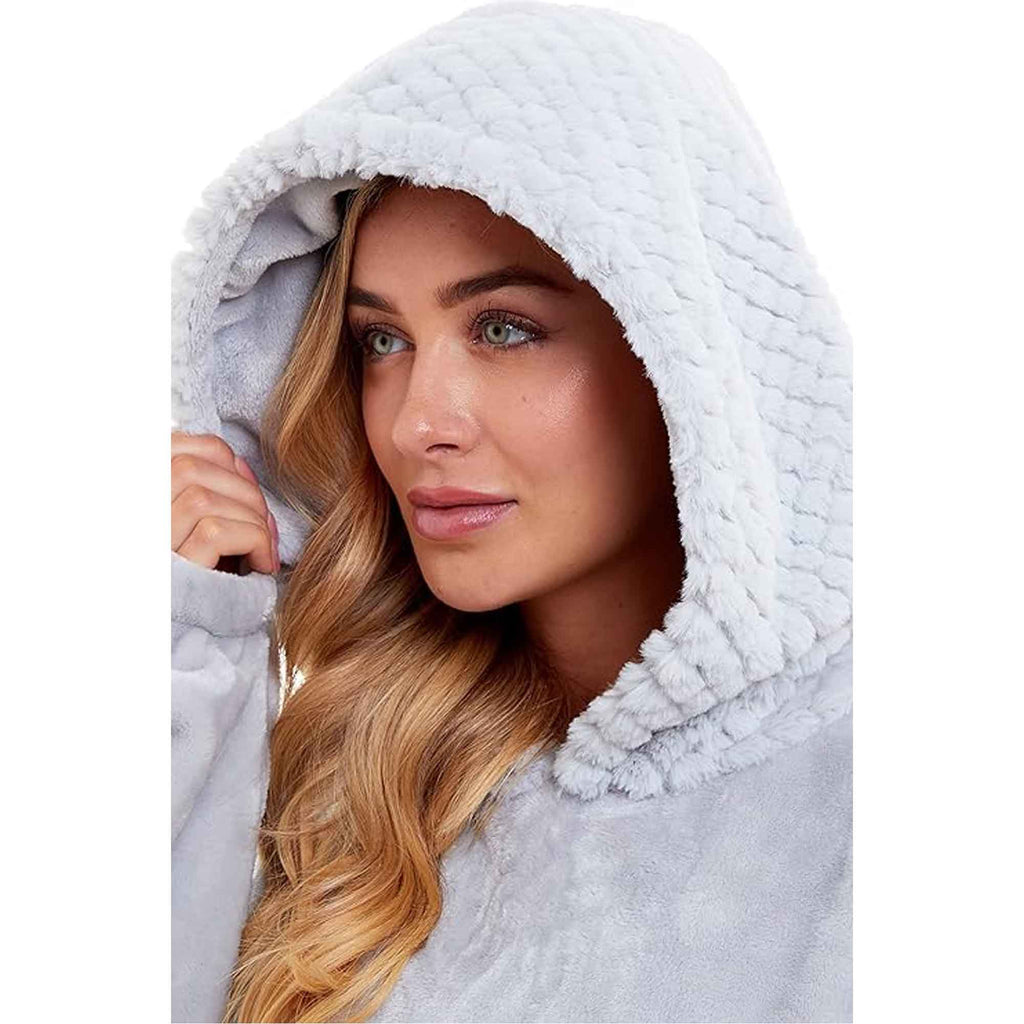 Daisy Dreamer Women's Plush Hooded Poncho Blanket Oversized Fleece Hoodie With Fur Hood - Vintress Fashion