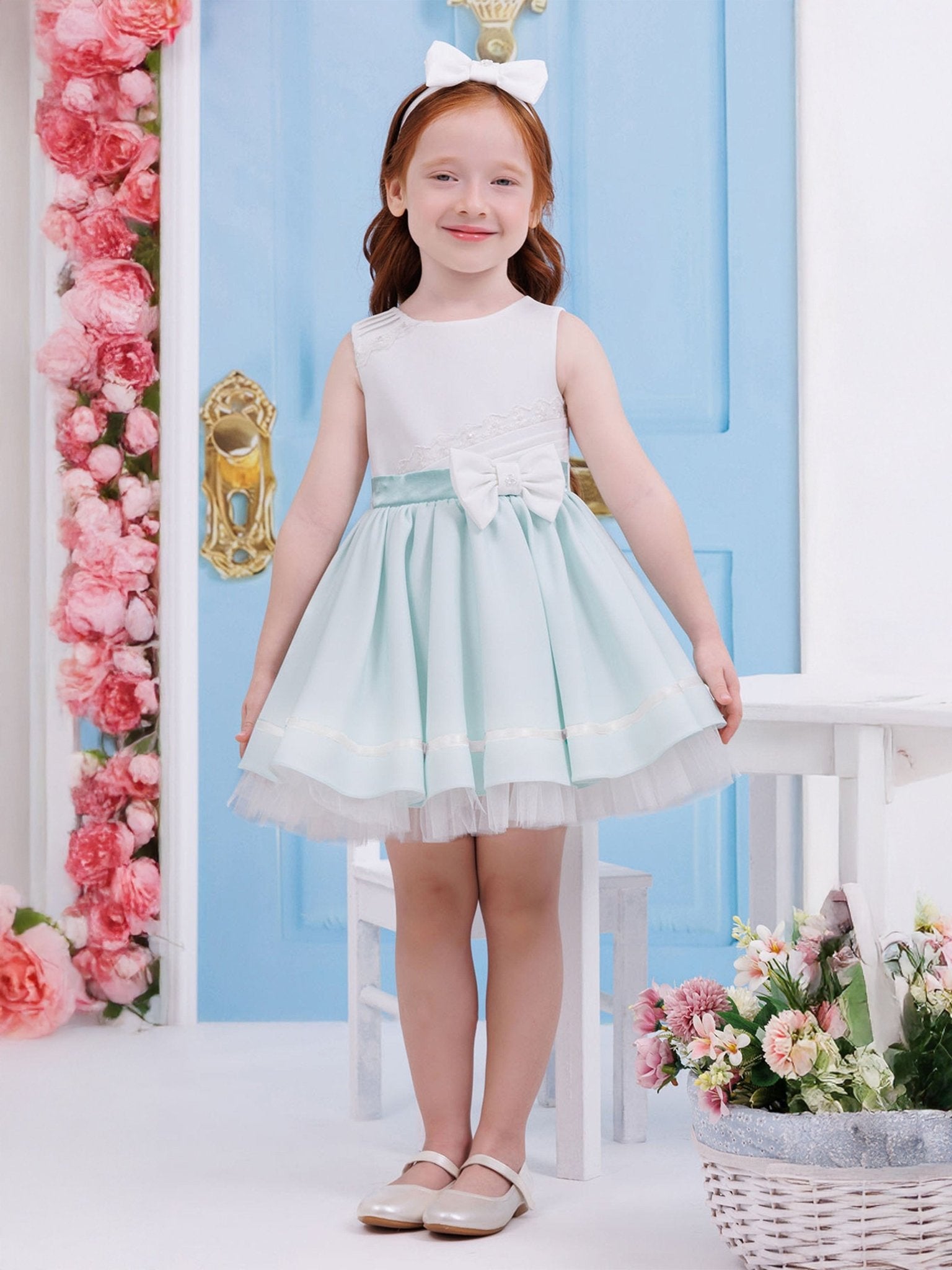 DRESS & Fleur Baby Girls Dress with Headband in Green - Vintress Fashion